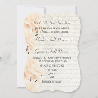 Convites Casamento floral de pêssego verde-pastel, feminino