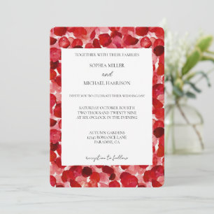 Convites Casamento Floral de Petais de Rosa vermelha Românt