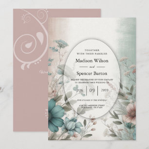 Convites Casamento Floral de Petais Suaves e Serenidade Sua