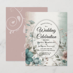 Convites Casamento Floral de Petais Suaves e Serenidade Sua