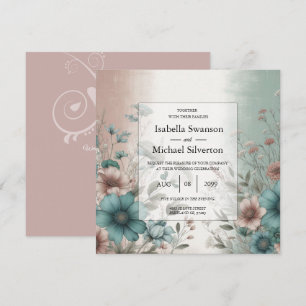 Convites Casamento Floral de Petais Suaves e Serenidade Sua