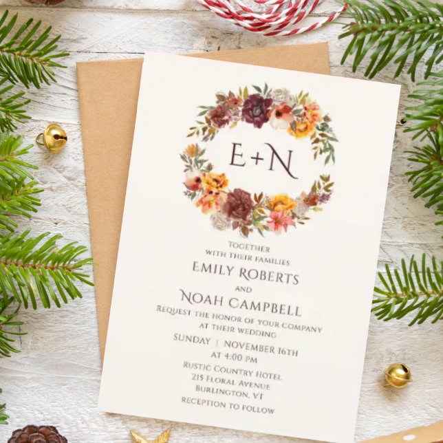 Convites Casamento Floral de Plum Orange Plum Laranja de Mo (Criador carregado)