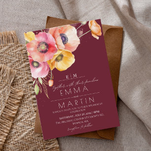 Convites Casamento Floral de Poppies Clorosos de Clorideira