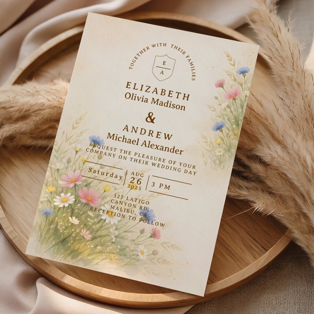 Convites Casamento Floral de Prado de Primavera (Criador carregado)