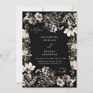 Convites Casamento Floral de Prado Outonal Empoeirado