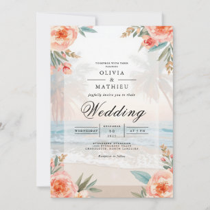 Convites Casamento Floral de Prado Suave