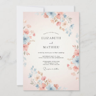 Convites Casamento Floral de Primavera Esplêndido em Pêsseg