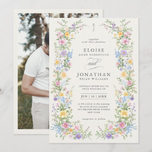 Convites Casamento Floral de Primavera Ornate com Pastel Su