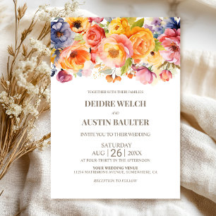 Convites Casamento Floral de Primavera Vibrante