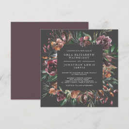 Convites Casamento Floral de Quebra Floral Quadrada