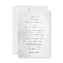 Casamento Floral de Renda Azul Marinho Prata