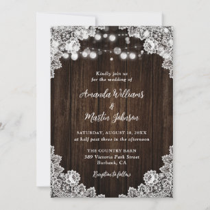 Convites Casamento Floral de Renda de Madeira Rústica Român