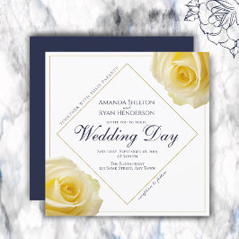 Convites Casamento Floral de Rosa Amarelo Moderno
