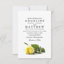 Convites Casamento Floral de Rosa Amarelo-Russo