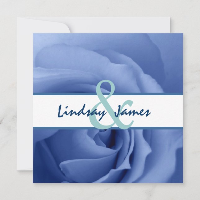 Convites Casamento Floral de Rosa Azul Dreamy (Frente)
