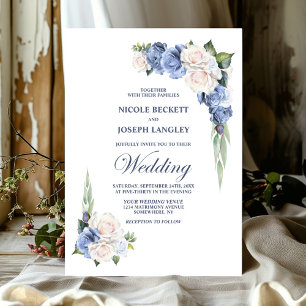 Convites Casamento Floral de Rosa Branca Elegante