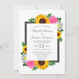 Convites Casamento Floral de Rosa Daisy Daisy