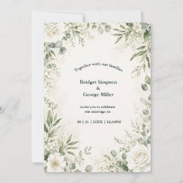 Convites Casamento Floral de Rosa Eucalipto Romântico