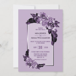Convites Casamento Floral de Rosa Roxo Elegante