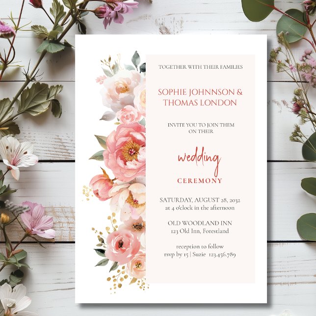 Convites casamento floral de rosa vermelha (Criador carregado)