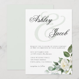 Convites Casamento Floral de Rosas Brancas Elegantes
