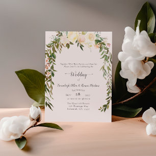 Convites Casamento Floral de Rosas Brancas Lindas