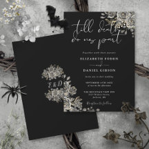 Casamento Floral de Rosas Góticas Preto e Branco