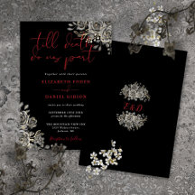 Casamento Floral de Rosas Góticas Preto e Vermelho
