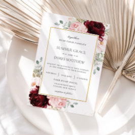 Convites Casamento Floral de Rosas Rosa Espelhadas Elegante