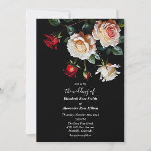 Convites Casamento floral de rosas vermelhas rosadas e bran