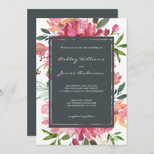 Convites Casamento Floral de Ruby Pink Peony