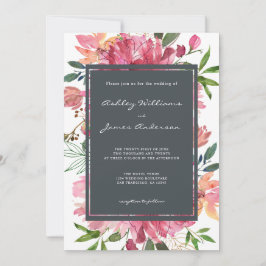 Convites Casamento Floral de Ruby Pink Peony