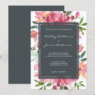Convites Casamento Floral de Ruby Pink Peony