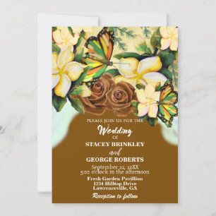 Convites Casamento Floral de Saddle Brown Boho-Wildflower