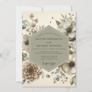 Convites Casamento Floral de Sage na Floresta