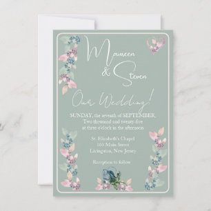 Convites Casamento Floral De Sage, Rosa E Matizes Brancos