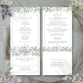 Convites Casamento Floral de Salvia e Lilás Tudo em Um