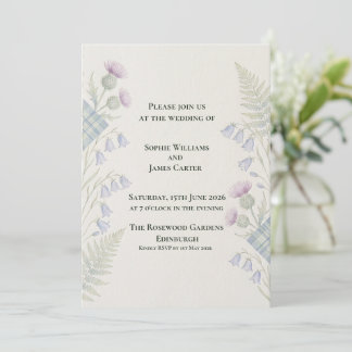 Convites Casamento Floral de Samambaia e Sinuelo Azul Escoc