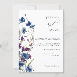 Convites Casamento Floral de Sangue Roxo Roxo Dusty