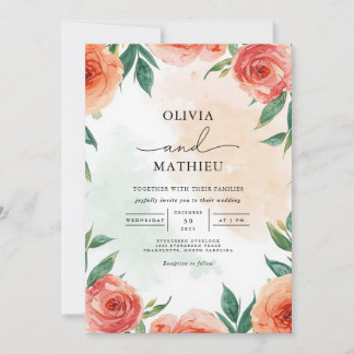 Convites Casamento Floral de Soft Coral Bloom