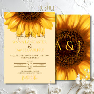 Convites Casamento Floral de Sunflower