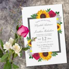 Convites Casamento Floral de Sunflower Rosa Daisy Autumn