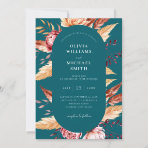 Convites Casamento Floral de Teal Boho Chic