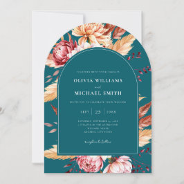 Convites Casamento Floral de Teal Boho Chic