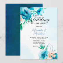 Casamento Floral de Teal e Peach Watercolor