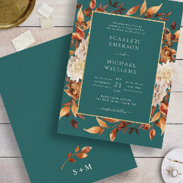 Convites Casamento Floral de Teal Fall