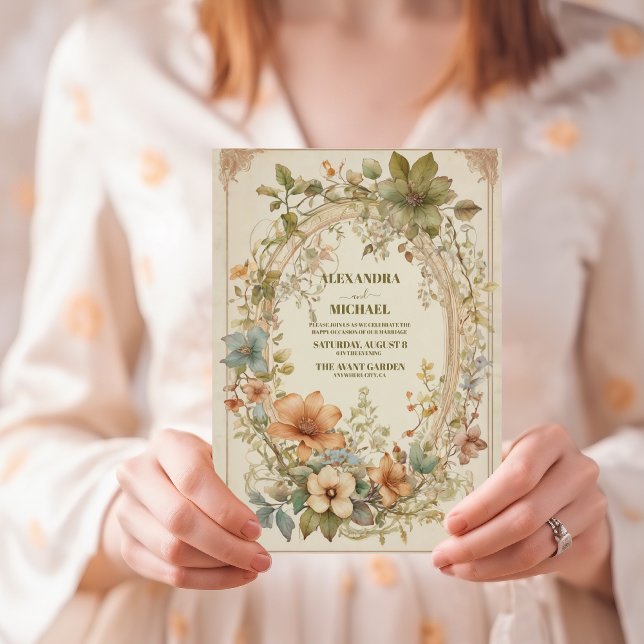Convites Casamento Floral de Teal Fall Terracotta Watercolo (Criador carregado)