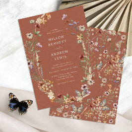 Convites Casamento Floral de Terracota Boho