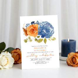 Convites Casamento Floral de Terracotta, Laranja-Burnt mari