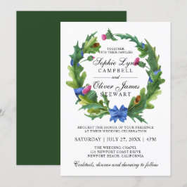 Convites Casamento Floral de Thistle Escocês Elegante